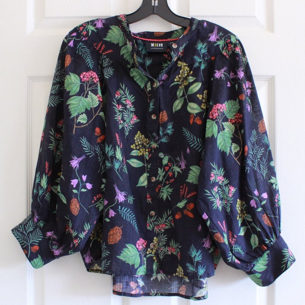 Maeve Black Floral Women's Top - Large